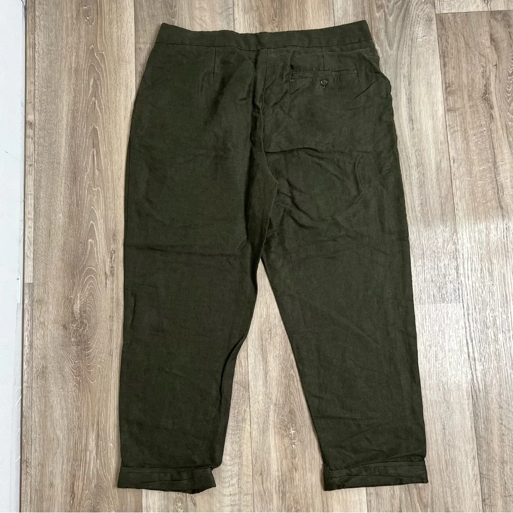 Aritzia Wilfred Allant Linen High Rise Tie Waist Pants Green Size 8